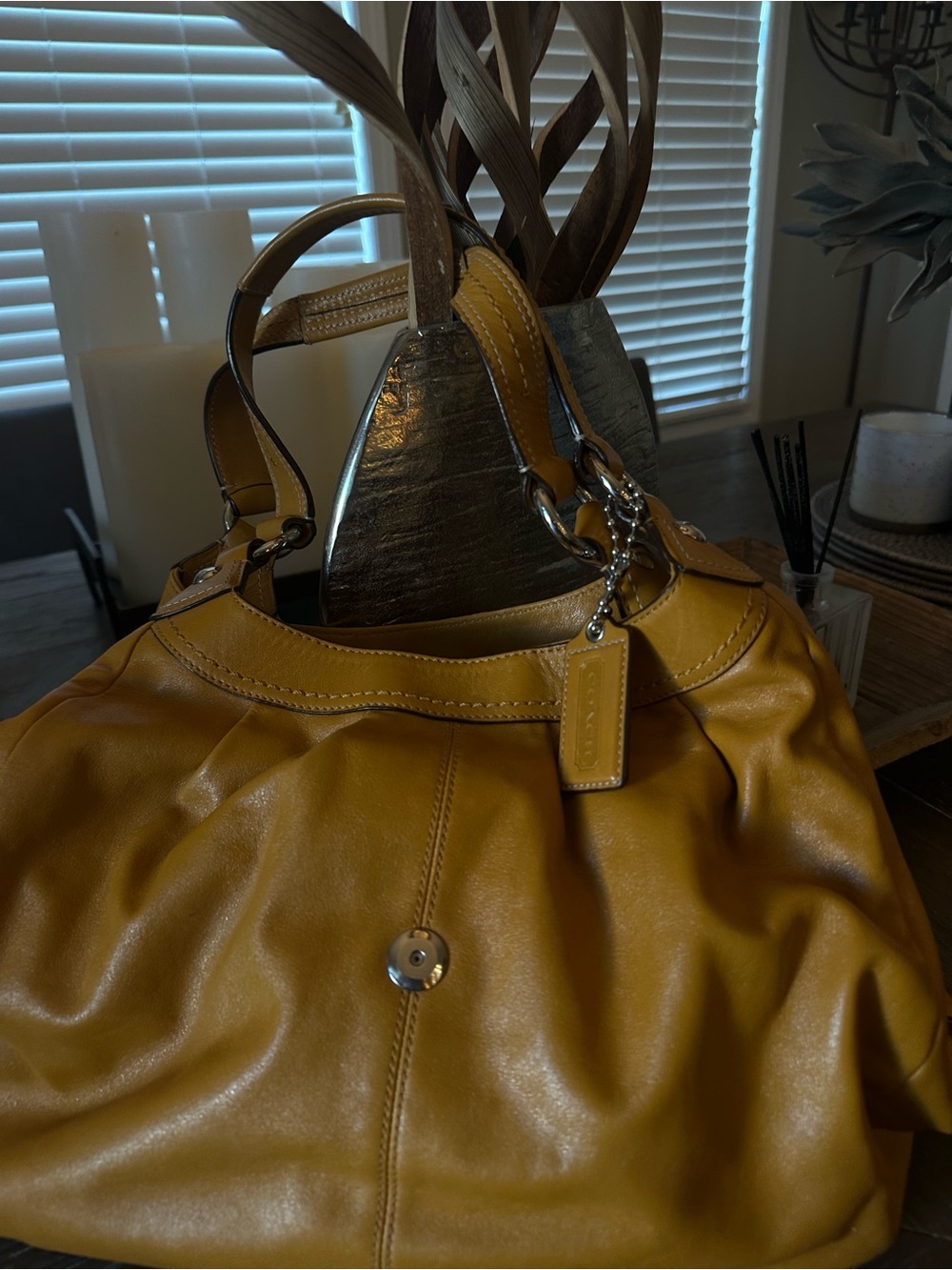 Coach Mustard Leather Shoulder Bag with Tag